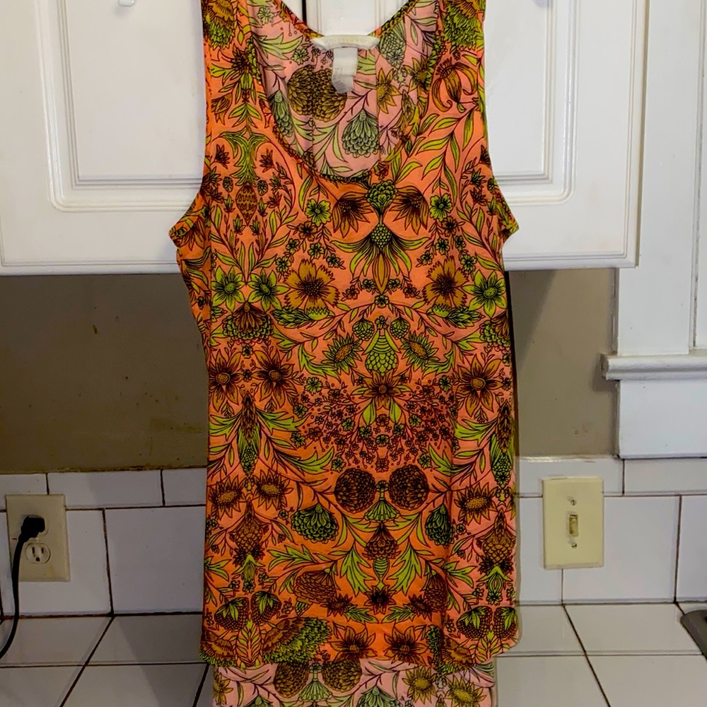 H&M environmentally conscious neon pink/orange/green sleeveless tank, S in EUC